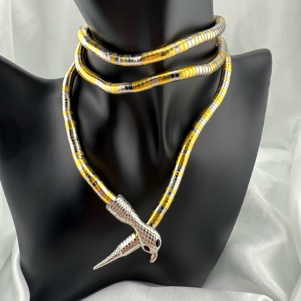 Multi Anthropologie Serpent serpentine Gold and Silver Snake Necklace